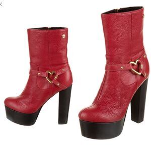 37 (7) MOSCHINO Love MOSCHINO Leather Platform boots EUC